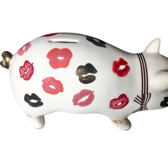 Henri Bendel “Pucker Up” Discontinued Lipstick Kisses Porcelain Piggy Bank - Picture 5 of 12